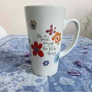Natural Life 16 Oz. Latte Ceramic Mug Life is Good Floral Inspirational Quote